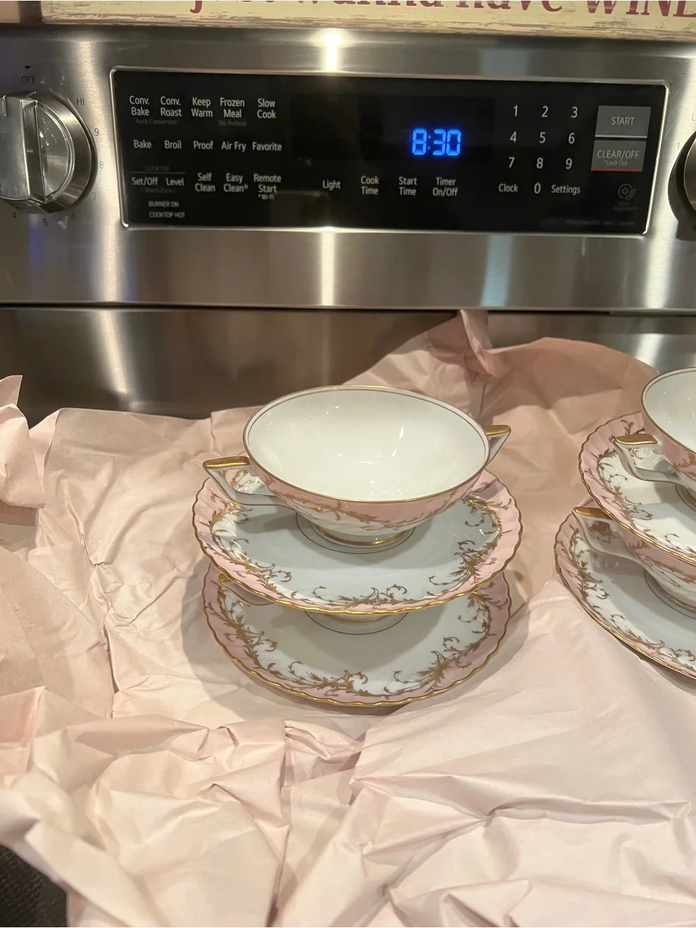 Royal Tettau Germany 1794 Elegance Rose Footed Cream Soup and Saucer Set of 4
